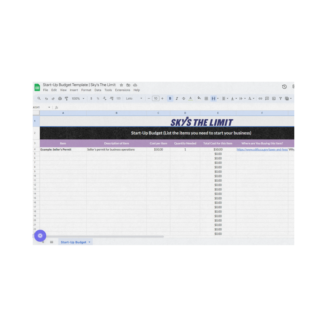 Startup Budget Template Startup Budget Template